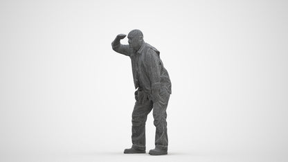 realistic 3D senior man standing, scanned archviz people for Blender and 3ds Max, three-quarter front view render