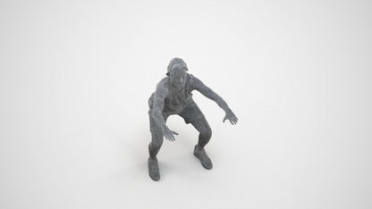 3D people model man casual sport, scanned human for 3ds Max rendering, wireframe three-quarter view