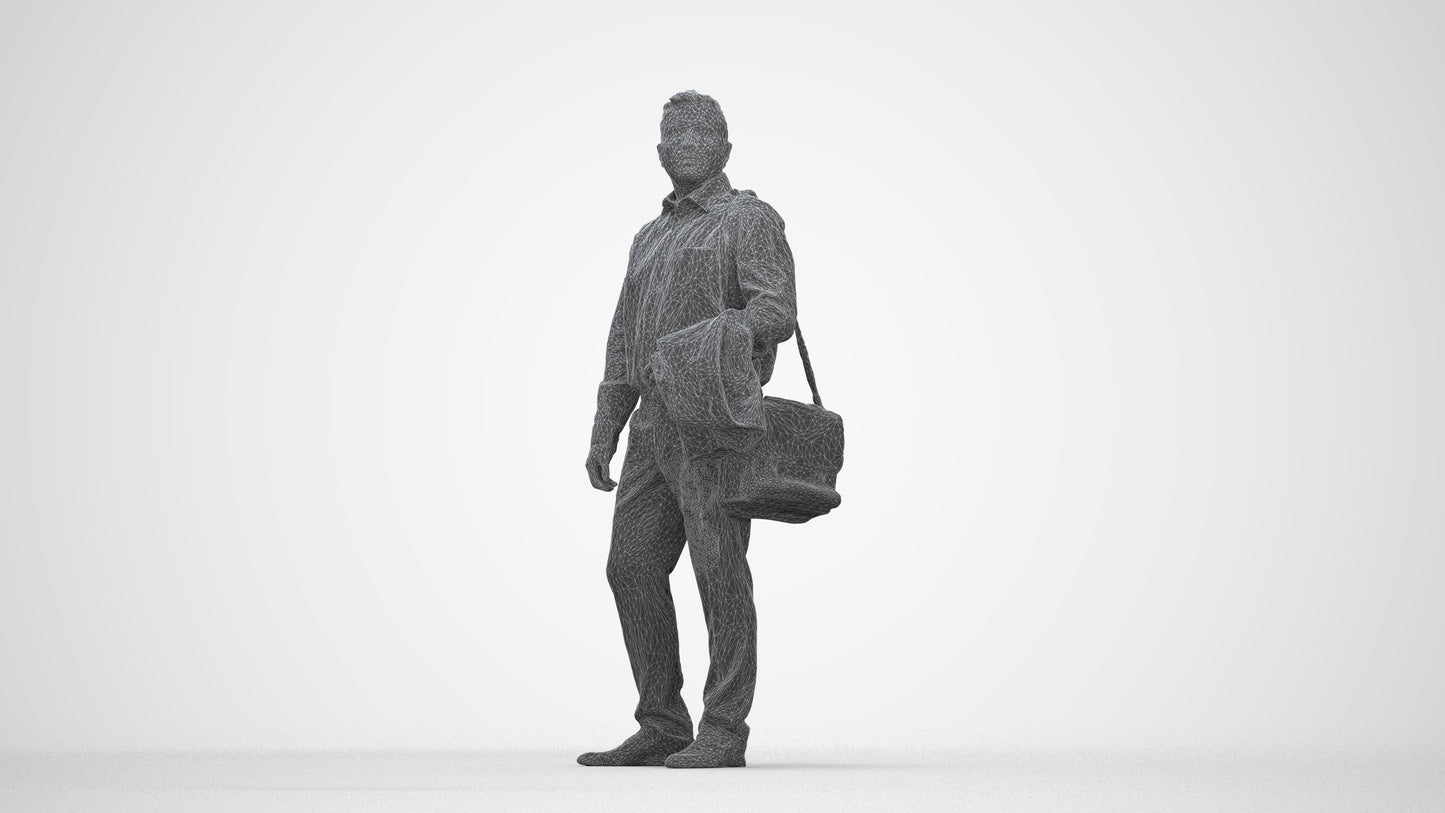 realistic 3D man business, scanned archviz people for Blender and 3ds Max, wireframe back view