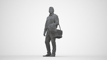 realistic 3D man business, scanned archviz people for Blender and 3ds Max, wireframe back view