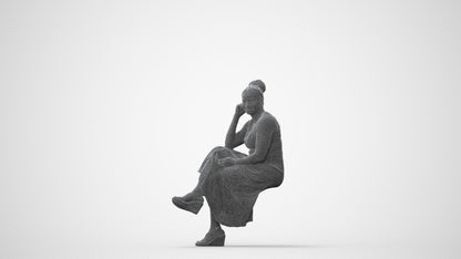 3D people model woman casual sitting, scanned human for 3ds Max rendering, square thumbnail