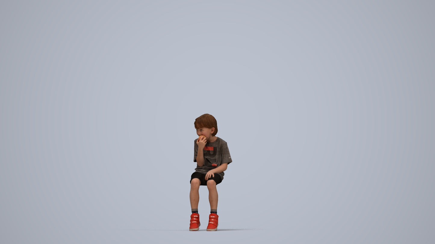 photogrammetry 3D boy casual kids, realistic human model archviz FBX, top-down view render