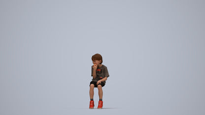 photogrammetry 3D boy casual kids, realistic human model archviz FBX, top-down view render