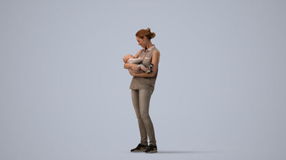 realistic 3D girl casual kids, scanned archviz people for Blender and 3ds Max, three-quarter view render