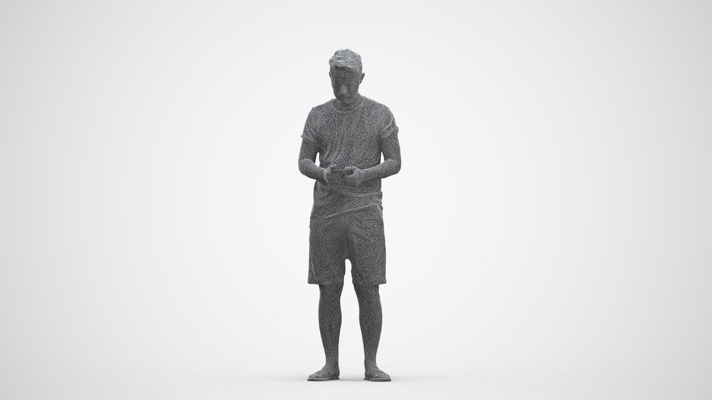realistic 3D human man standing, archviz people FBX OBJ for Blender, three-quarter front view render