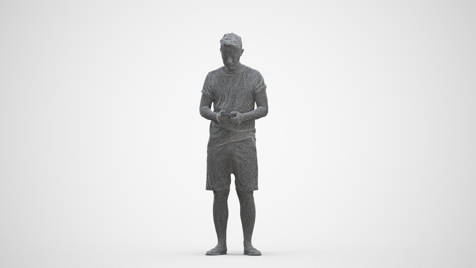 realistic 3D human man standing, archviz people FBX OBJ for Blender, three-quarter front view render