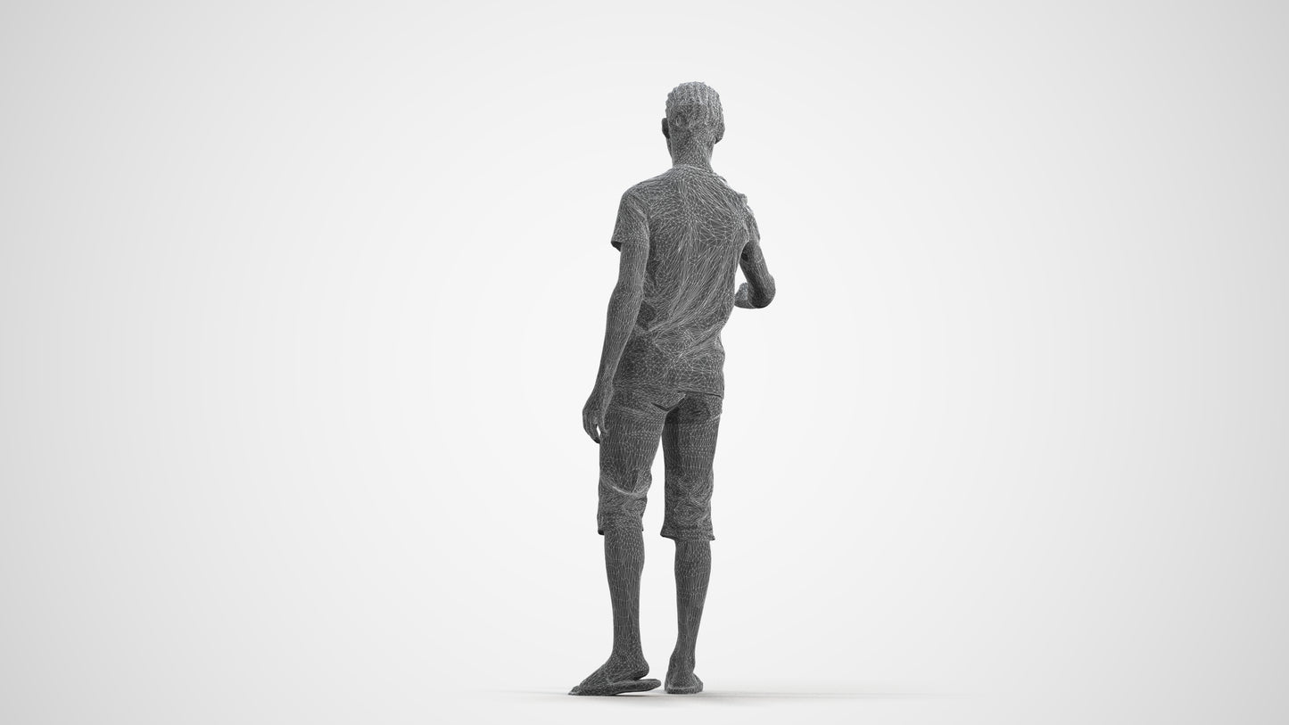 realistic 3D people boy casual kids, render-ready for V-Ray and Corona, FBX OBJ, wireframe front view