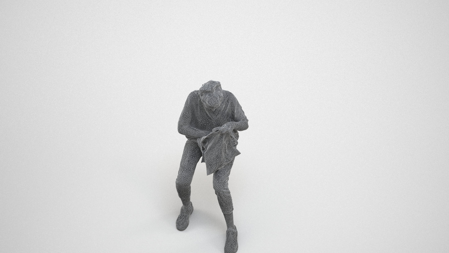 photogrammetry 3D woman casual sitting, realistic human model archviz FBX, wireframe three-quarter view
