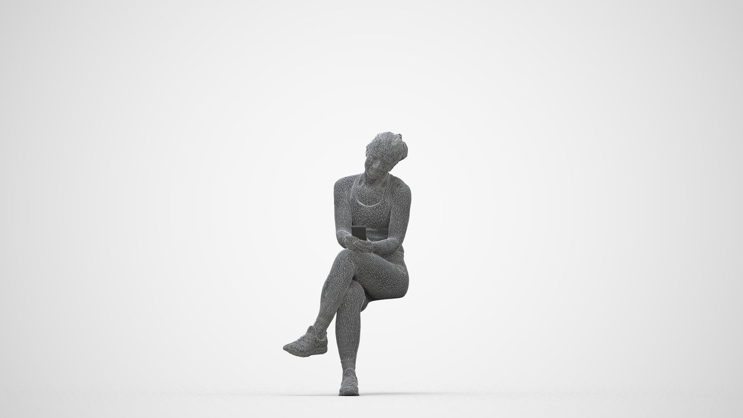3D people model woman sport, scanned human for 3ds Max rendering, wireframe back view
