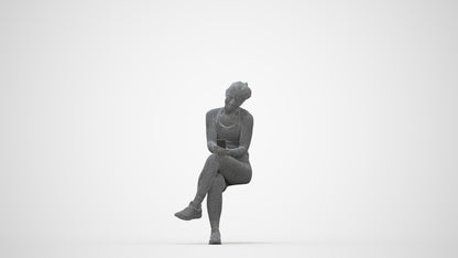 3D people model woman sport, scanned human for 3ds Max rendering, wireframe back view