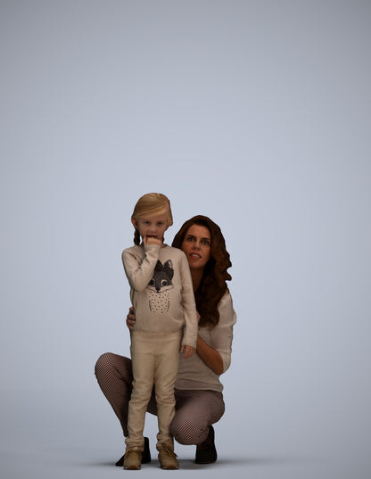 realistic 3D human girl casual kids, archviz people FBX OBJ for Blender