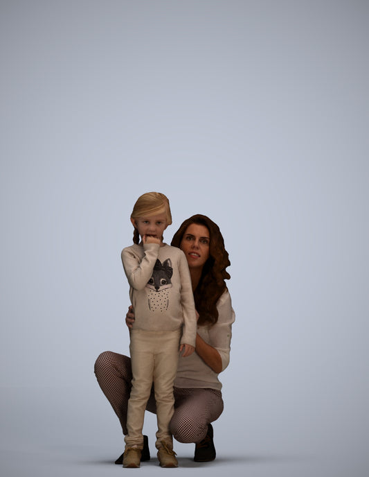 realistic 3D human girl casual kids, archviz people FBX OBJ for Blender