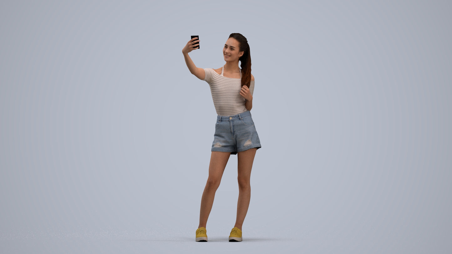 photogrammetry 3D woman casual standing, realistic human model archviz FBX, standing pose render