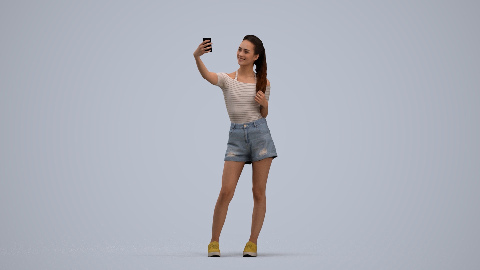 photogrammetry 3D woman casual standing, realistic human model archviz FBX, standing pose render