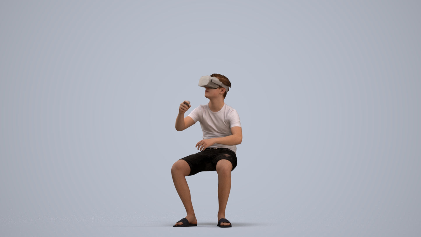 3D people model boy casual kids, scanned human for 3ds Max rendering, standing pose render