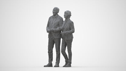 3D people model senior woman business couple, scanned human for 3ds Max rendering, wireframe back view