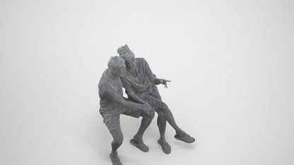 3D human model woman casual couple, photogrammetry scanned person for archviz, wireframe three-quarter view