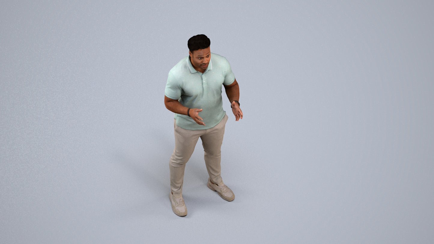 3D scanned man standing casual, photorealistic archviz people for Enscape and SketchUp, back view render