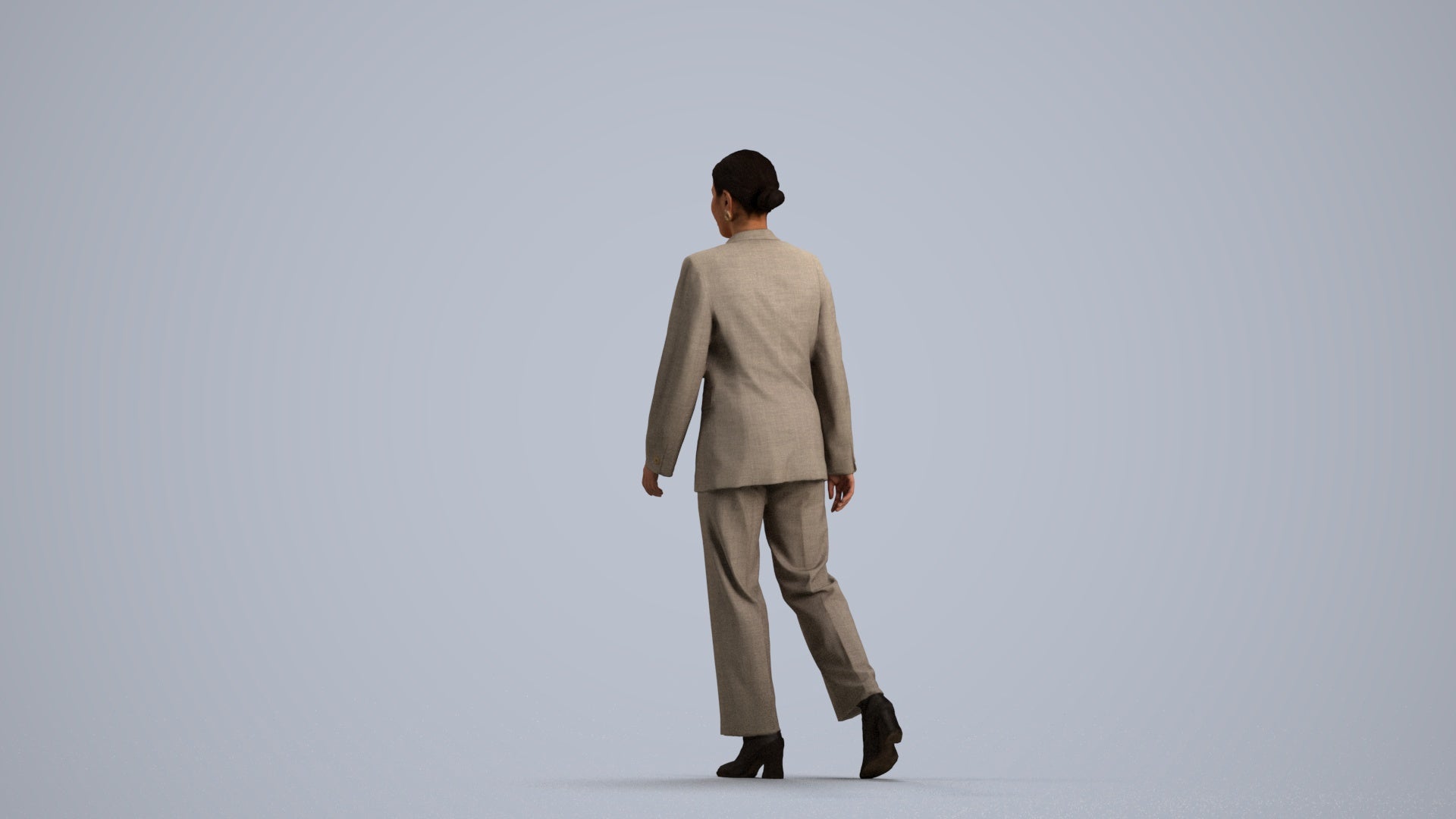 3D scanned woman standing business, photorealistic archviz people for Enscape and SketchUp, front view render
