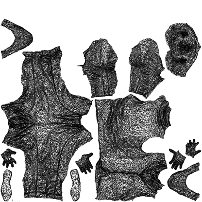 scanned 3D man business standing, photogrammetry people for Enscape and V-Ray, wireframe top-down view