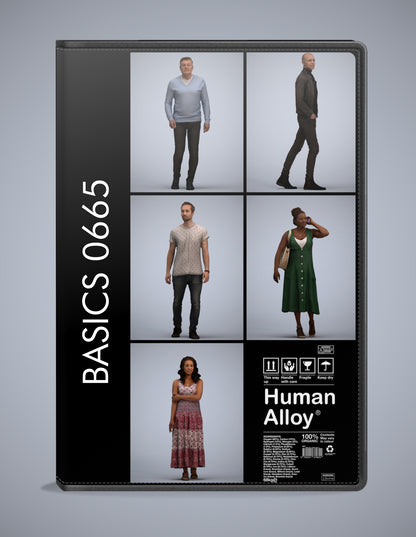 realistic 3D people walking set, 5 render-ready models for V-Ray and Corona