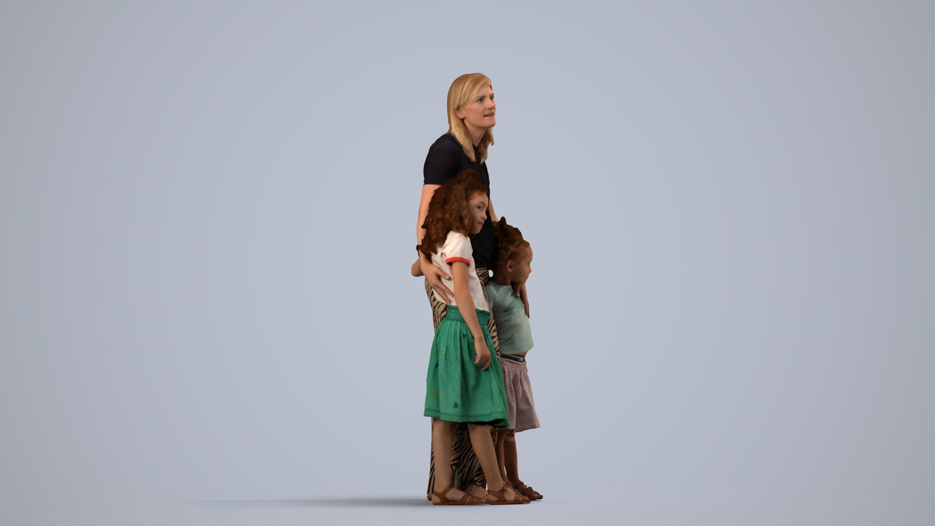 photogrammetry 3D girl casual kids, realistic human model archviz FBX, front view render