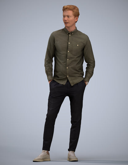 realistic 3D human man casual standing, archviz people FBX OBJ for Blender