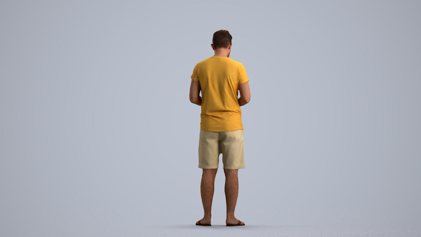 realistic 3D human man standing, archviz people FBX OBJ for Blender, front view render