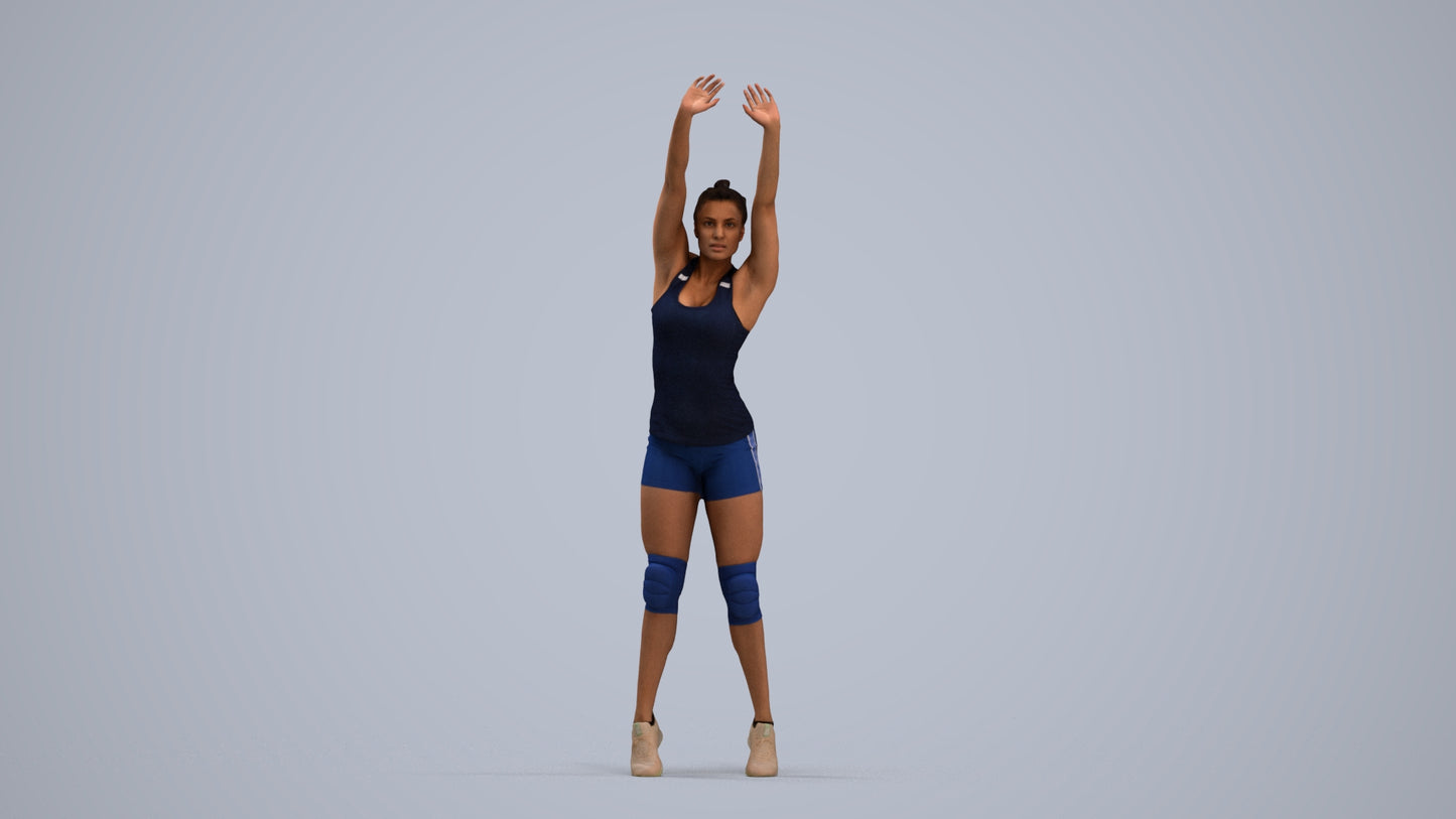 realistic 3D human woman sport, archviz people FBX OBJ for Blender, standing pose render