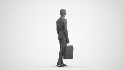 3D human model boy casual kids, photogrammetry scanned person for archviz, wireframe front view