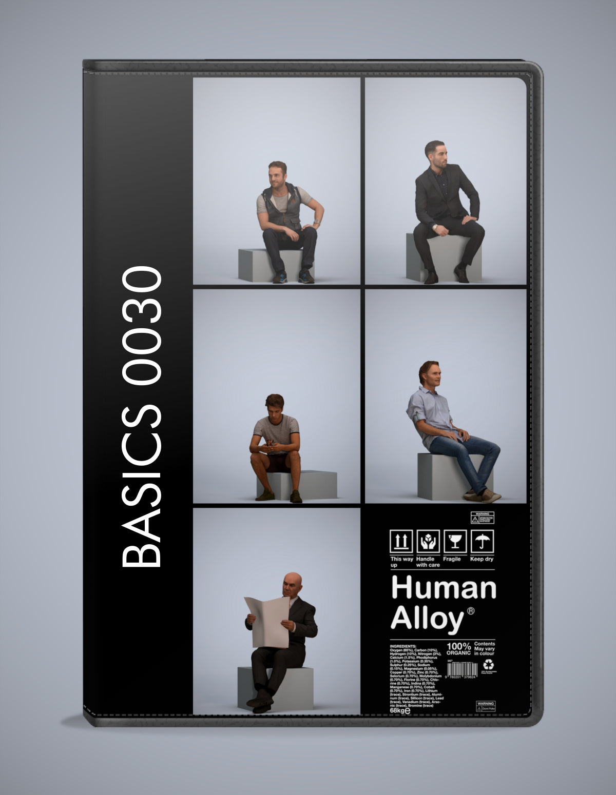 photogrammetry 3D people sitting collection, 5 realistic human models archviz FBX