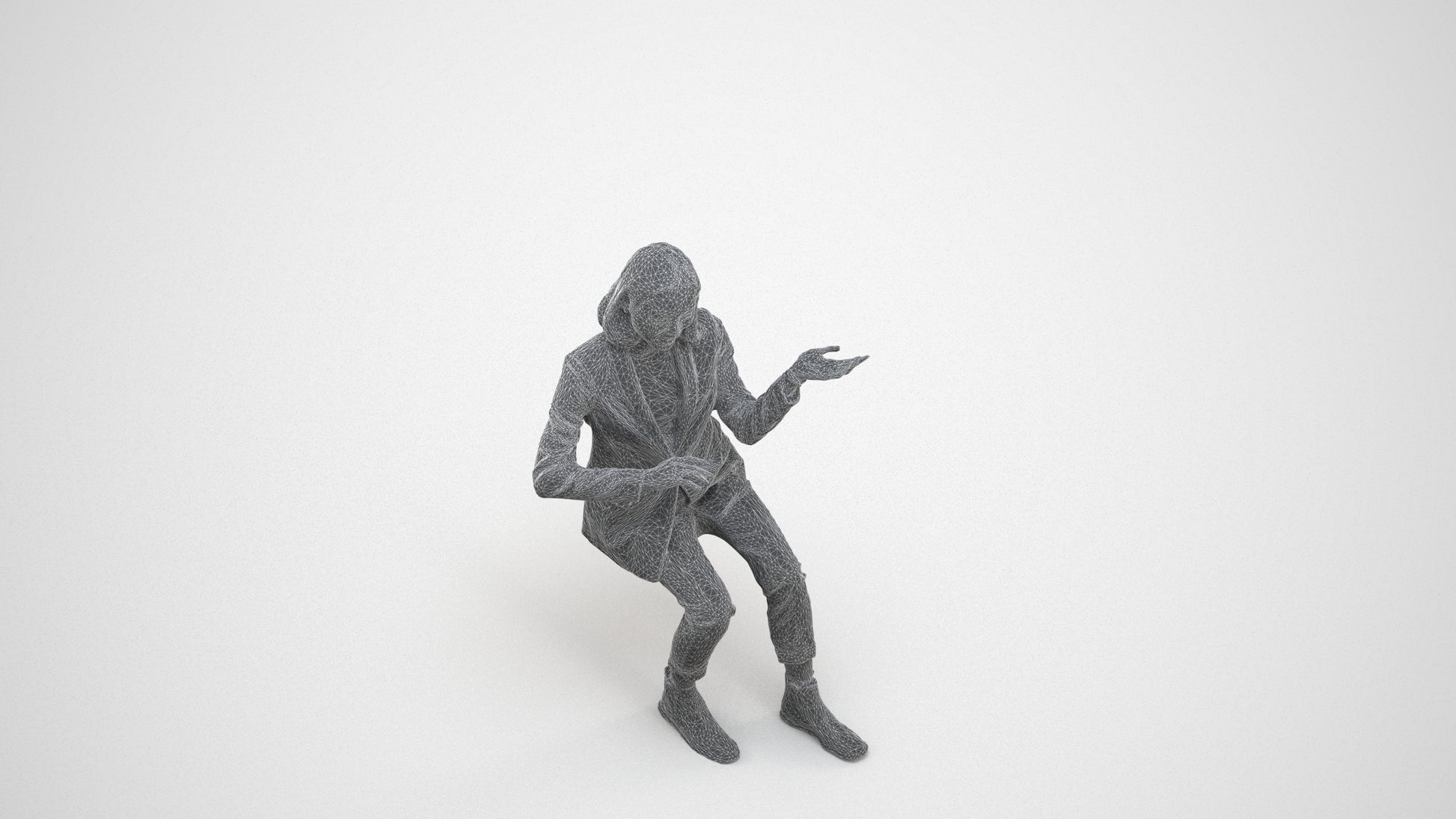 realistic 3D woman business, scanned archviz people for Blender and 3ds Max, wireframe three-quarter view