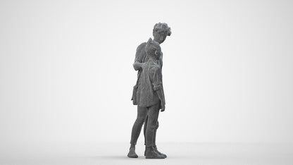 realistic 3D girl casual kids, scanned archviz people for Blender and 3ds Max, wireframe side view