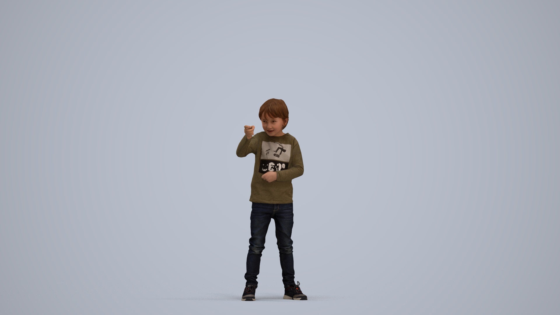 3D people model boy casual kids, scanned human for 3ds Max rendering, standing pose render