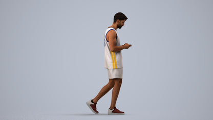 photogrammetry 3D man sport walking, realistic human model archviz FBX, side view render