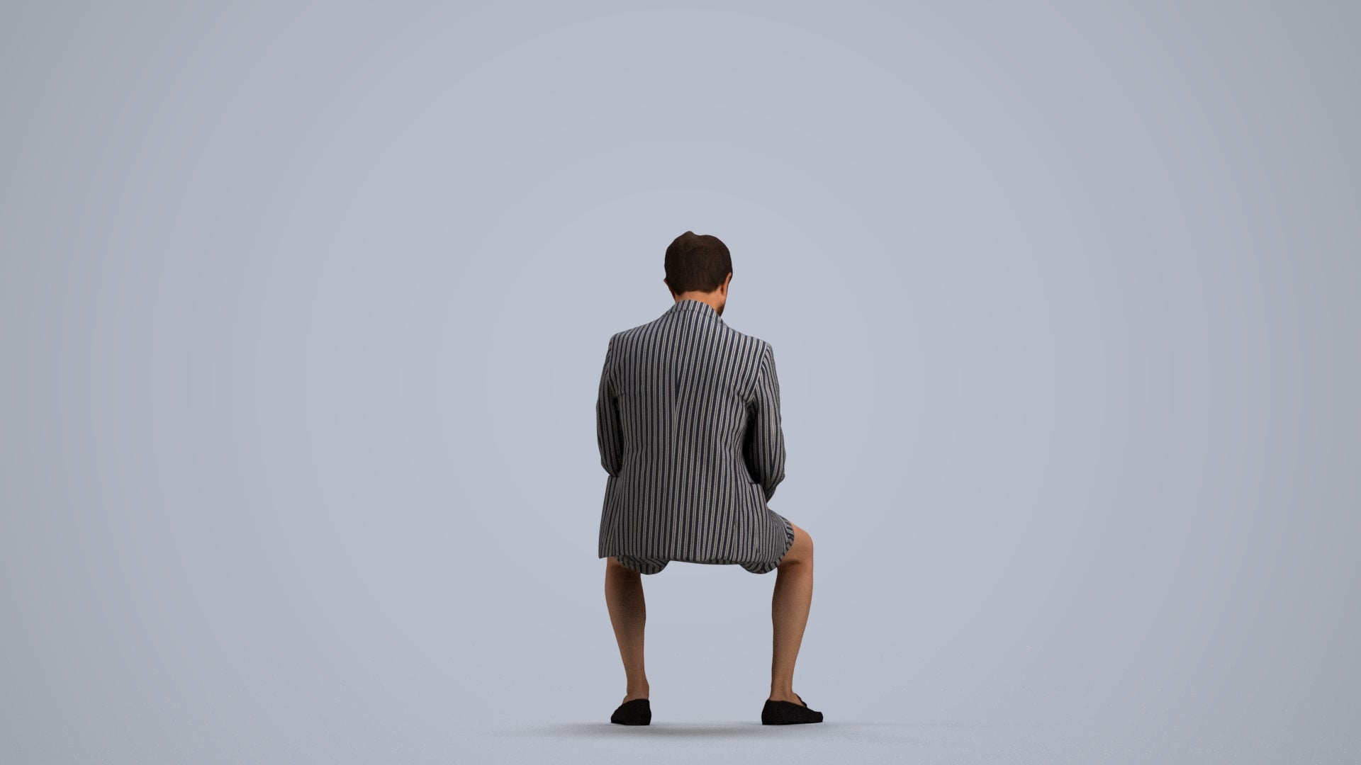 3D scanned man sitting business, photorealistic archviz people for Enscape and SketchUp, front view render