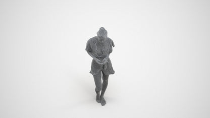 3D scanned woman bathroom, photorealistic archviz people for Enscape and SketchUp, wireframe three-quarter view
