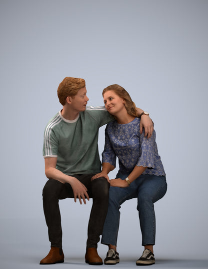 photogrammetry 3D woman casual couple, realistic human model archviz FBX