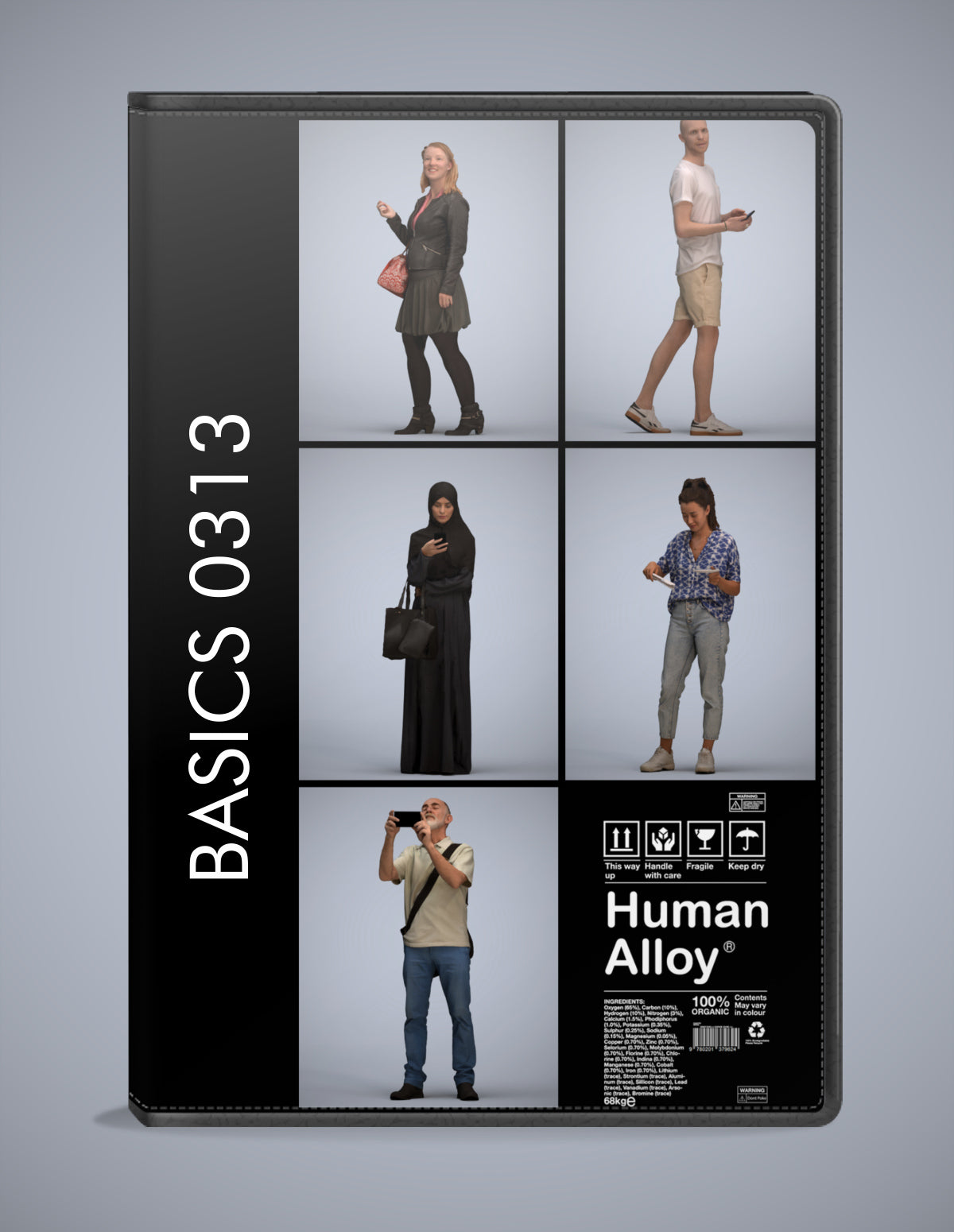 5x realistic 3D people standing pack, scanned archviz collection for Blender and 3ds Max