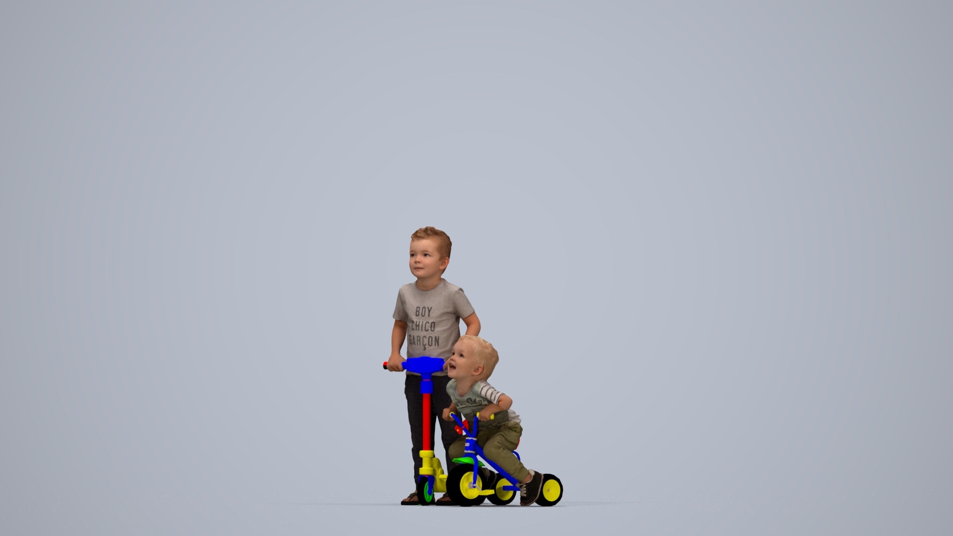 realistic 3D people boy casual kids, render-ready for V-Ray and Corona, FBX OBJ, top-down view render