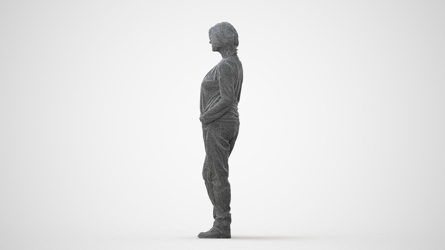 3D people model woman casual standing, scanned human for 3ds Max rendering, square thumbnail