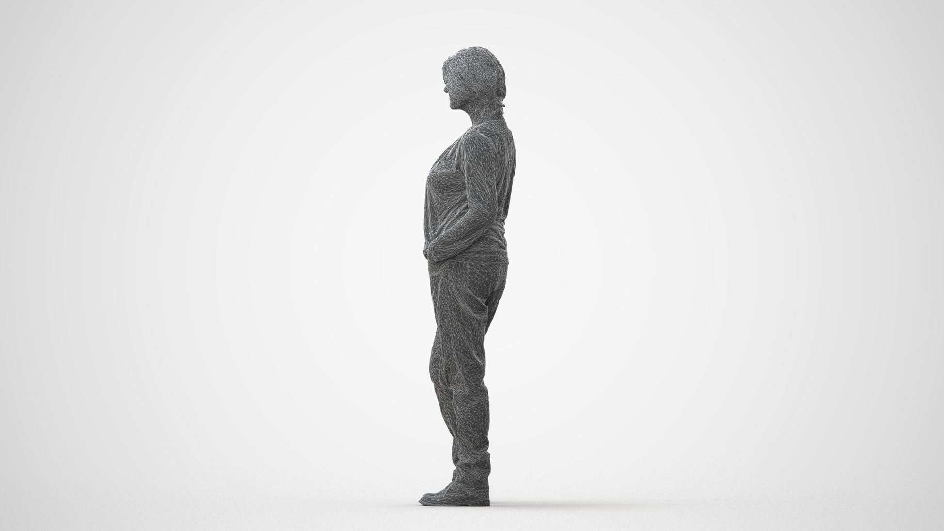 3D people model woman casual standing, scanned human for 3ds Max rendering, square thumbnail