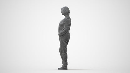 3D people model woman casual standing, scanned human for 3ds Max rendering, square thumbnail