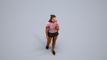 3D people model girl casual standing, scanned human for 3ds Max rendering, back view render