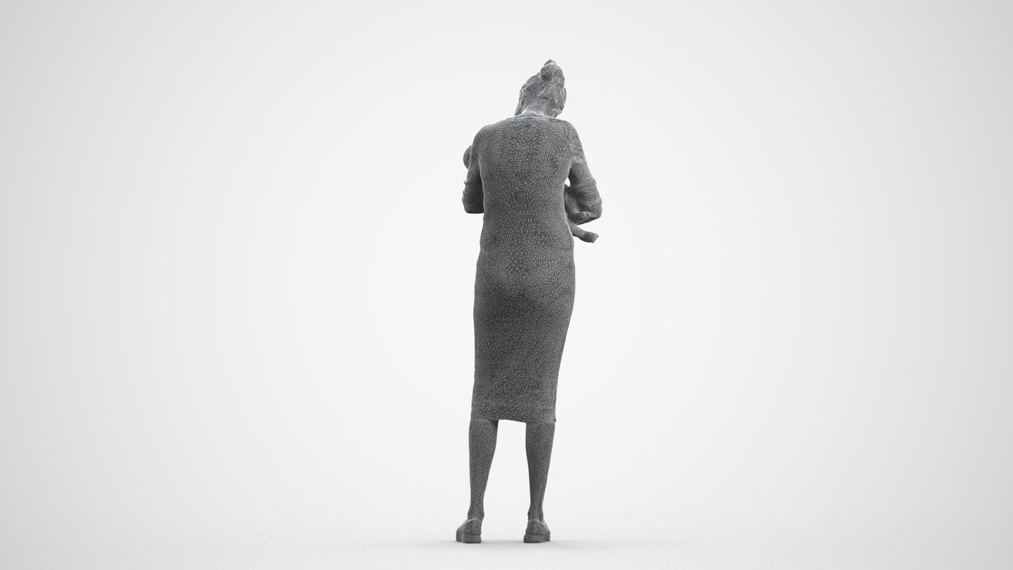 3D human model girl casual kids, photogrammetry scanned person for archviz, wireframe front view