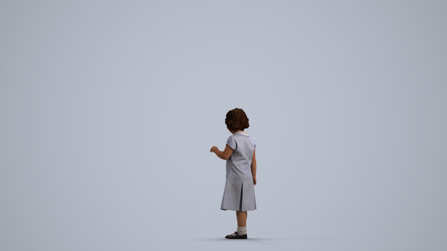photogrammetry 3D girl kids, realistic human model archviz FBX, front view render