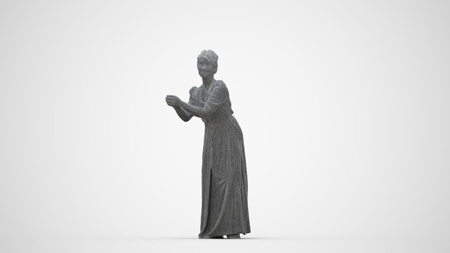 3D people model woman casual standing, scanned human for 3ds Max rendering, wireframe back view