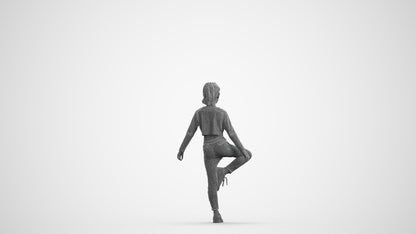 scanned 3D girl sport kids, photogrammetry people for Enscape and V-Ray, wireframe front view