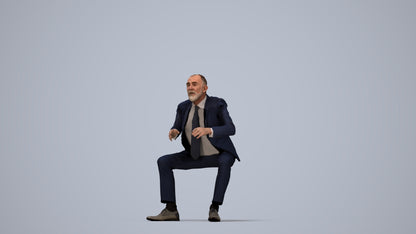 3D scanned senior man business, photorealistic archviz people for Enscape and SketchUp, top-down view render