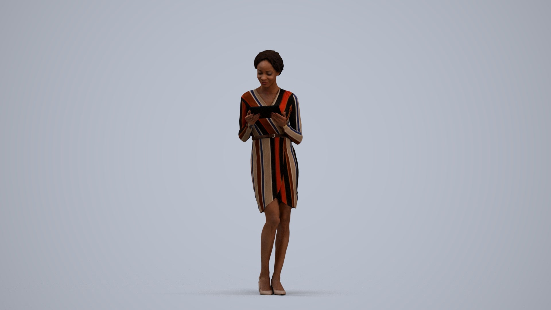 realistic 3D people woman casual walking, render-ready for V-Ray and Corona, FBX OBJ, standing pose render